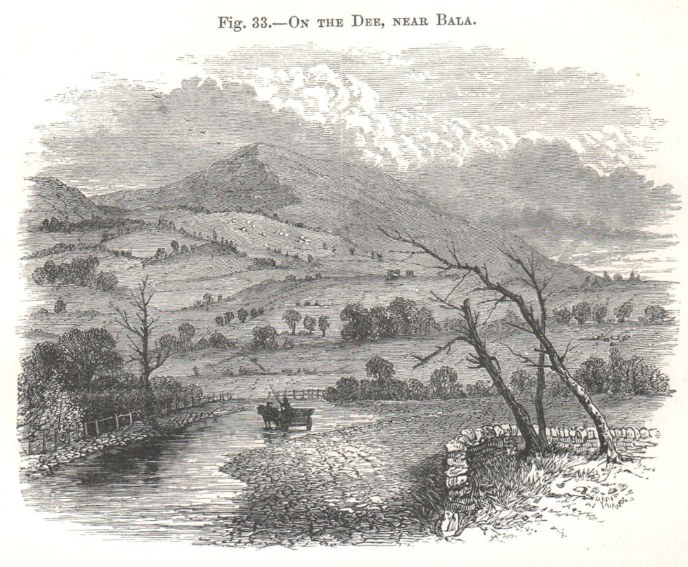 On the Dee, near Bala. Wales 1885 old antique vintage print picture